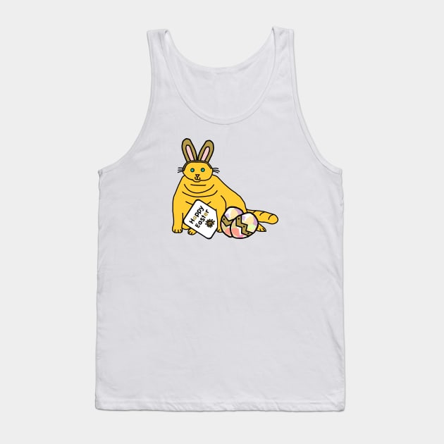 Happy Easter Cat in Easter Bunny Ears Tank Top by ellenhenryart